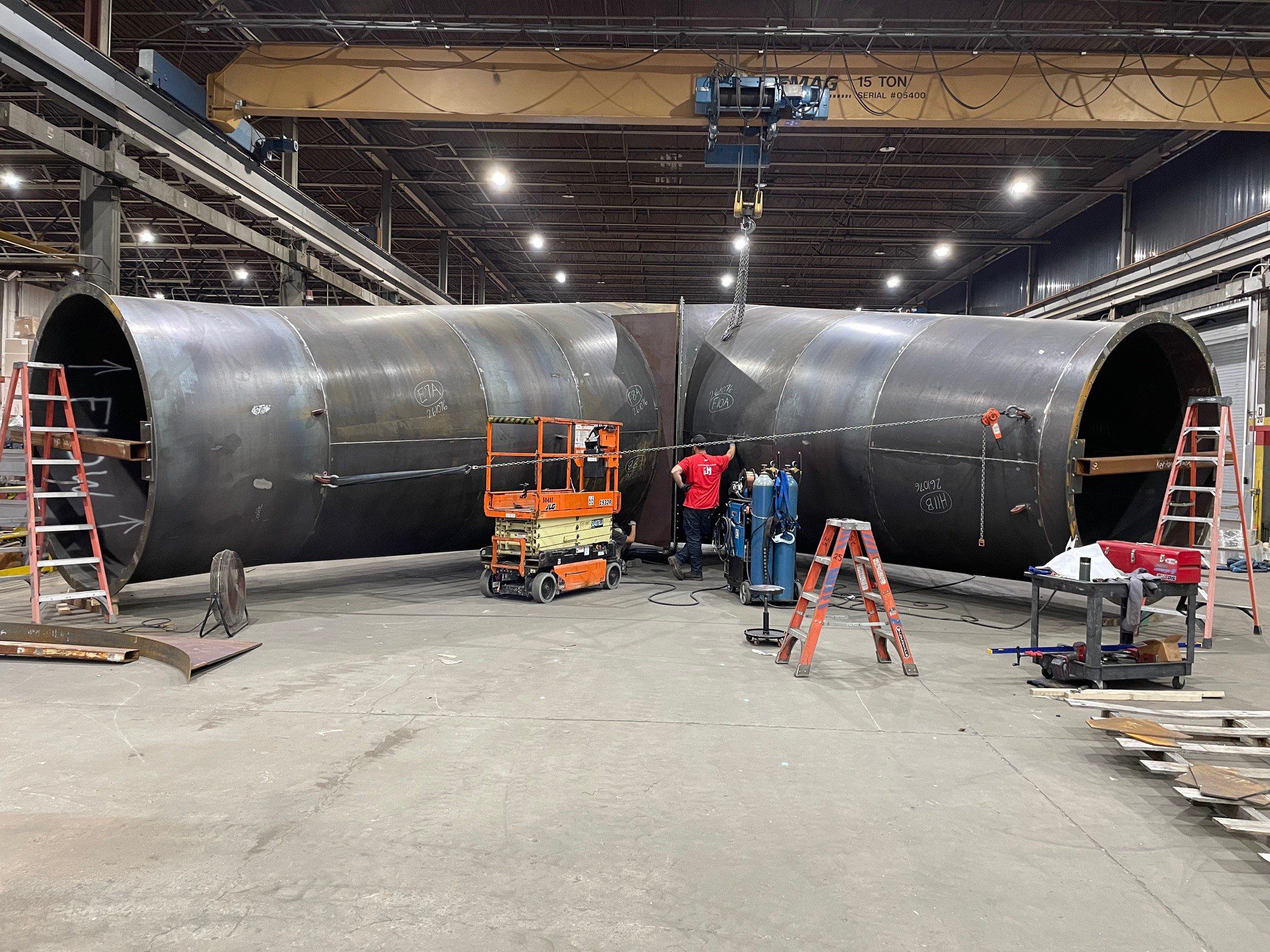 Throat of grasshopper elbow with support and baffle plates large-diameter cement plant duct GSM Industrial
