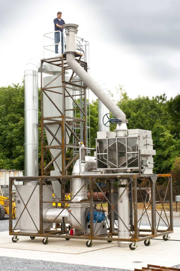 Pelletron DeDuster® mobile dedusting system fabricated, pre-assembled, and tested at GSM Industrial's Lancaster PA shop, ready for disassembly and ocean container shipment to Tasnee in Saudi Arabia
